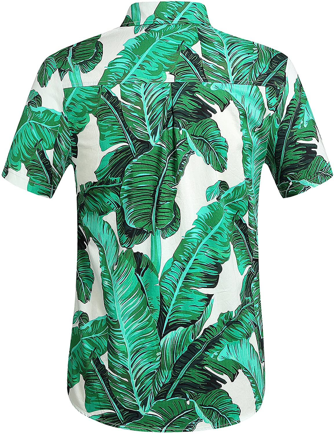 SSLR Men's Banana Leaves Button Down Casual Short Sleeve Hawaiian Shirt ...