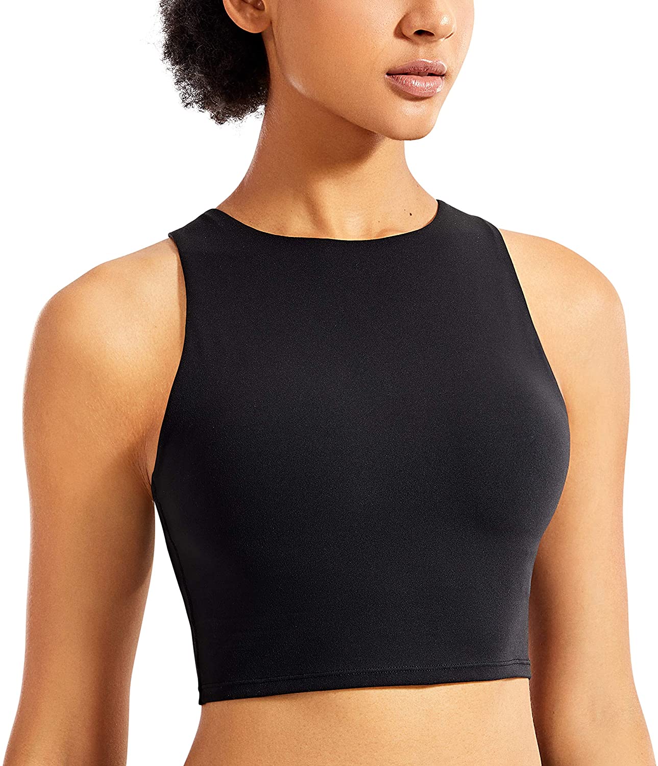 CRZ YOGA Womens High Neck Workout Tank Tops - with Built-in Shelf Bra  Racerback Athletic Sports Shirts Antique Bark Medium : : Clothing,  Shoes & Accessories