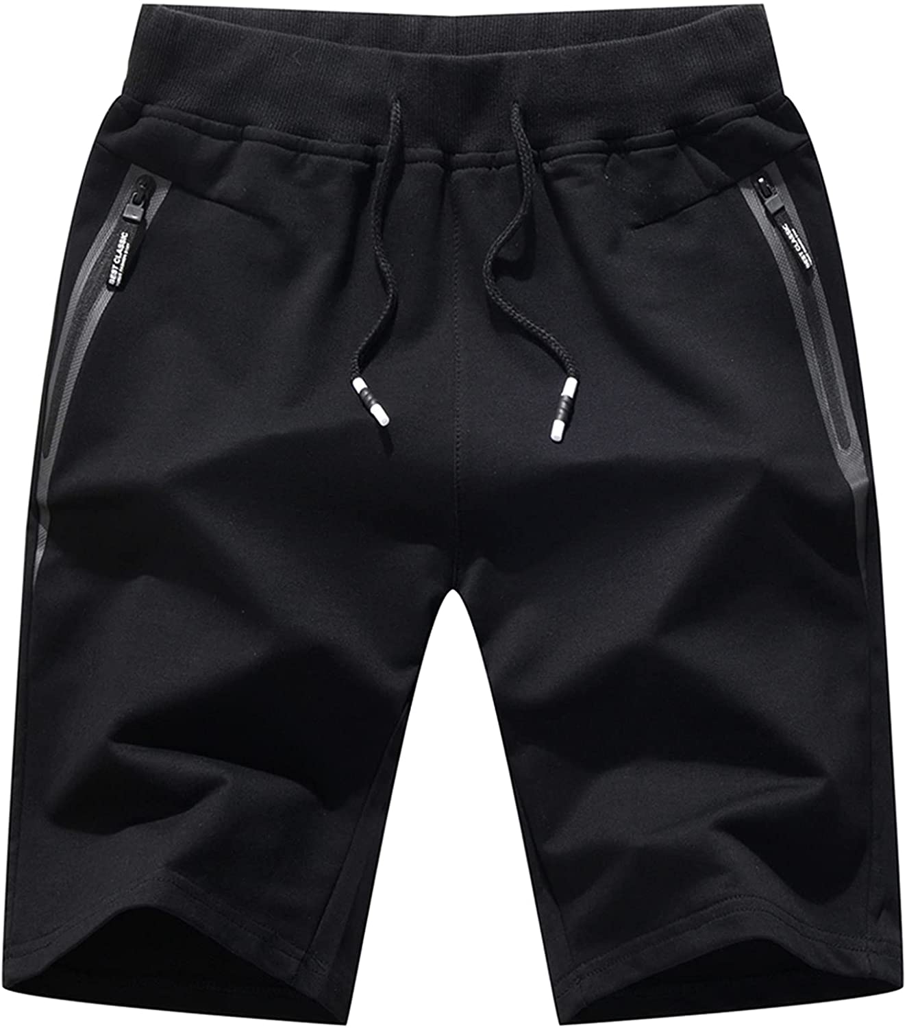 JustSun Mens Shorts Casual Sports Joggers Shorts with Elastic Waist Zipper Pockets