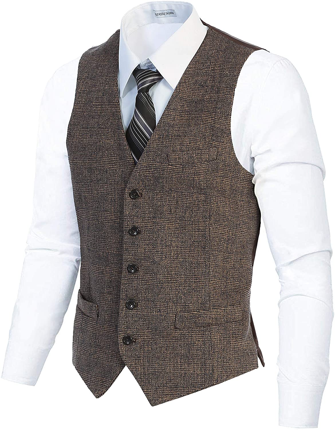 Gioberti Men's 5 Button Slim Fit Formal Herringbone Tweed Suit Vest | eBay
