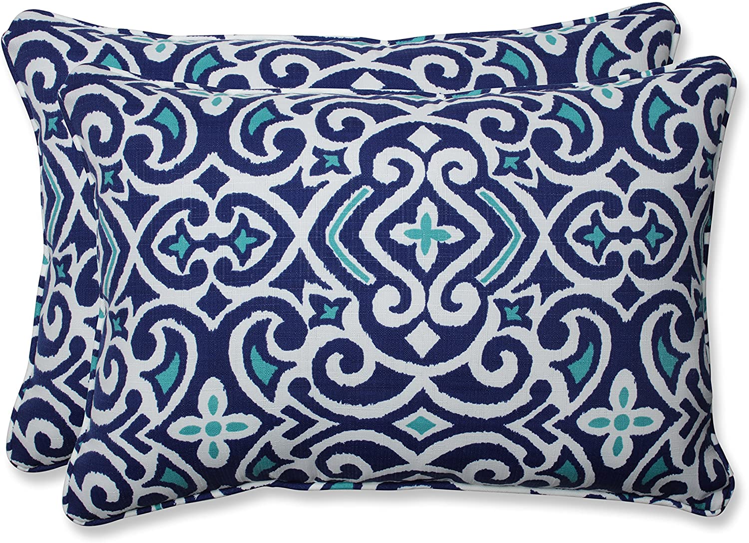 18. Details about   Pillow Perfect Outdoor/Indoor New Damask Marine Square Corner Seat Cushions 
