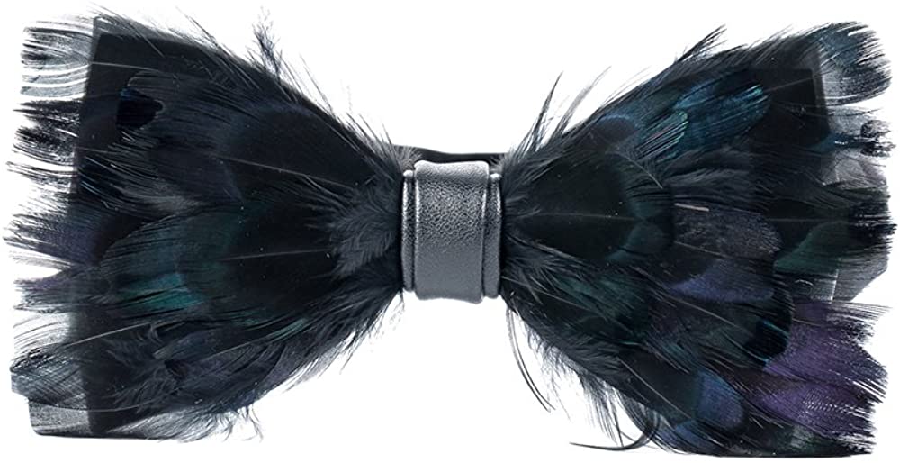 Bowtie For Men Pure Natural Feathers Leather Handmade Wedding Bow tie Pre Tied Adjustable Party Creative Necktie