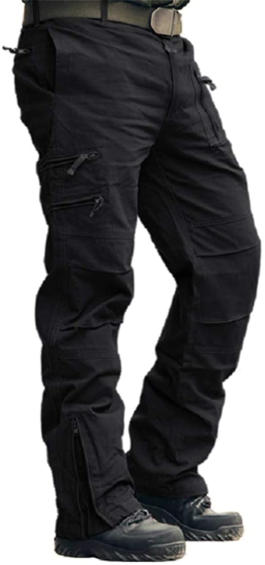 eczipvz Pants for Men Men's Outdoor Work Pants Ripstop Hiking Tactical  Pants Lightweight Military Cargo Pants with Multi Pockets Black,XL