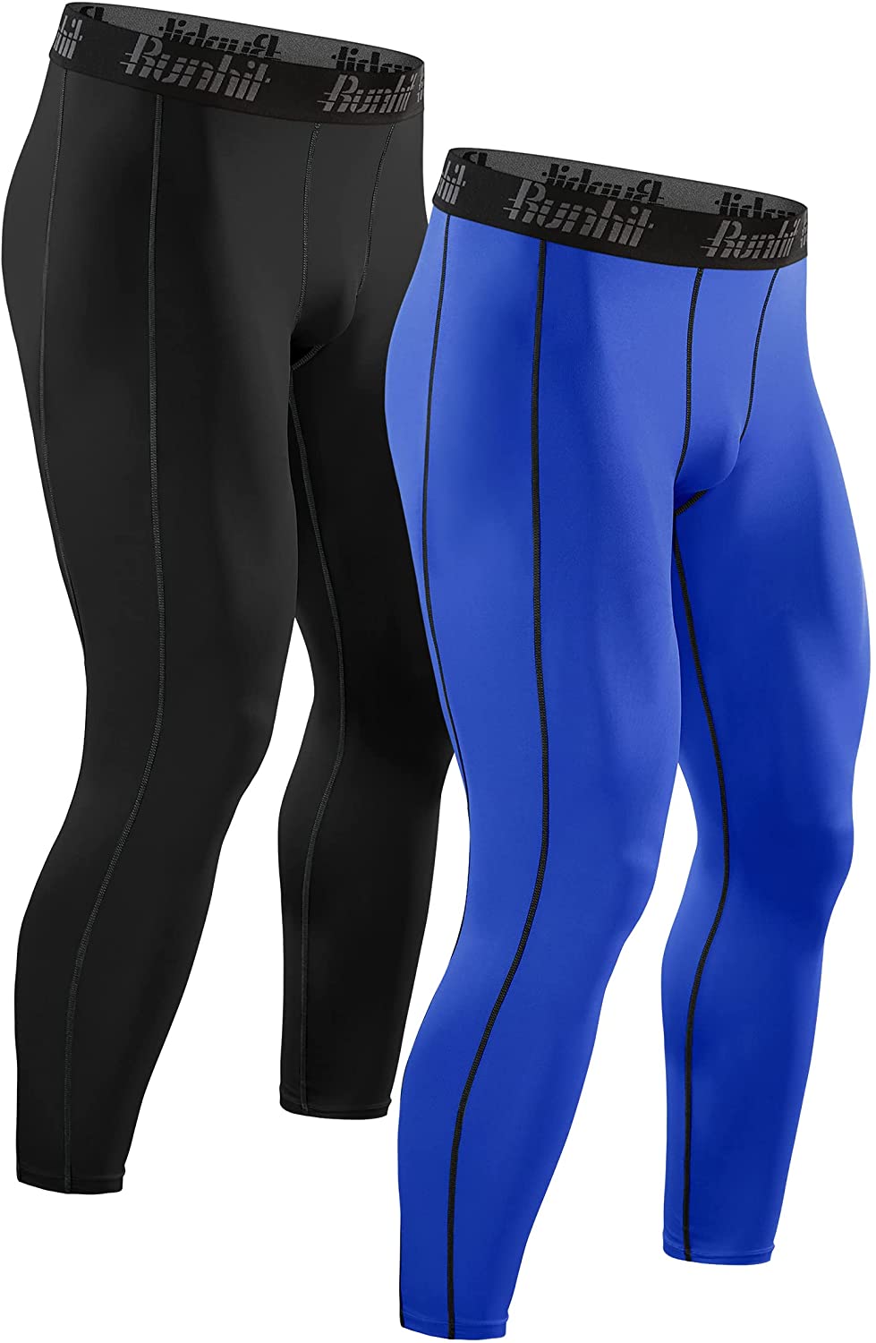 Buy Compression Pants With Printed Waistband Dark Blue For Men