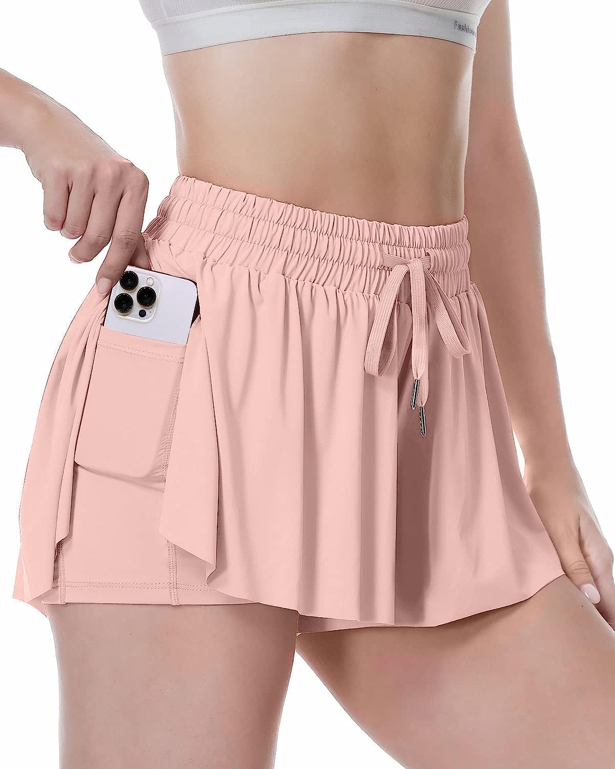 High Waist Butterfly Shorts - Blush