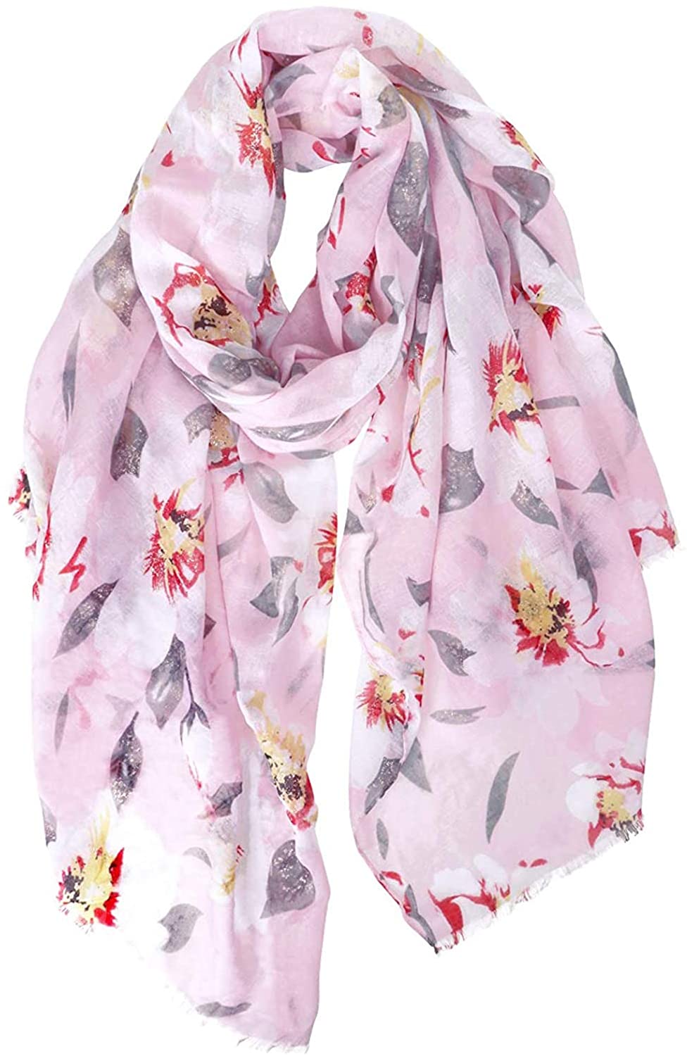 GERINLY Lightweight Scarves Fashion Flowers Print Shawl Wrap for