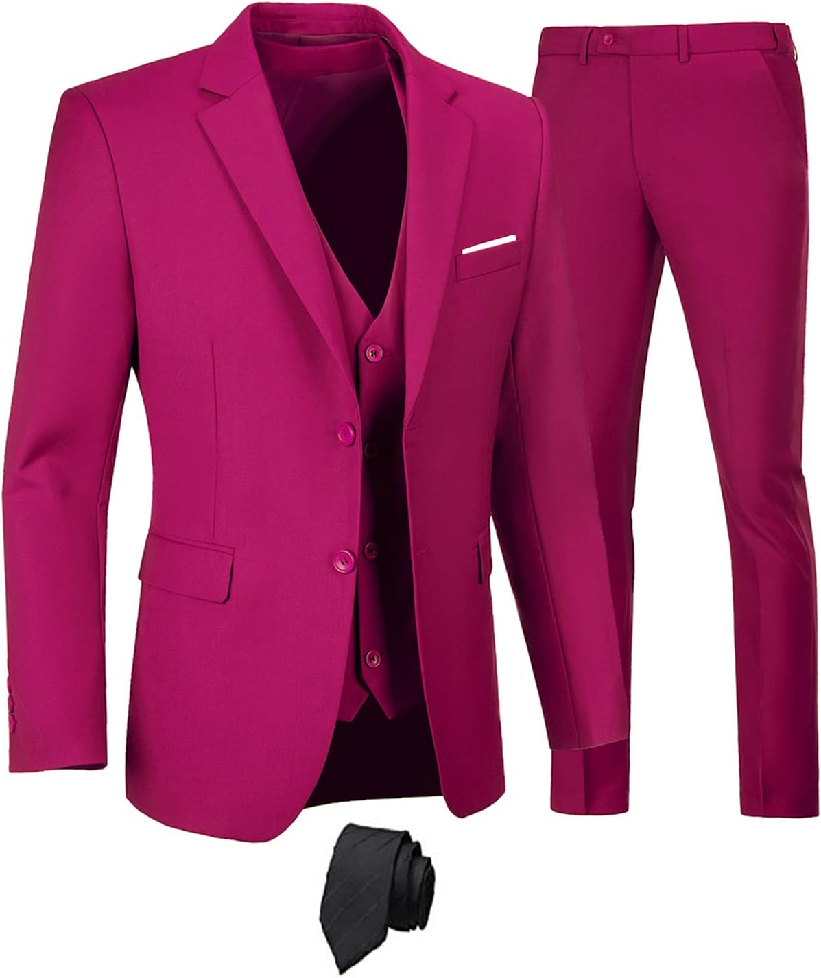 Furuyal Men's Suits 3 Piece Slim Fit Suit Set,Two Button Wedding