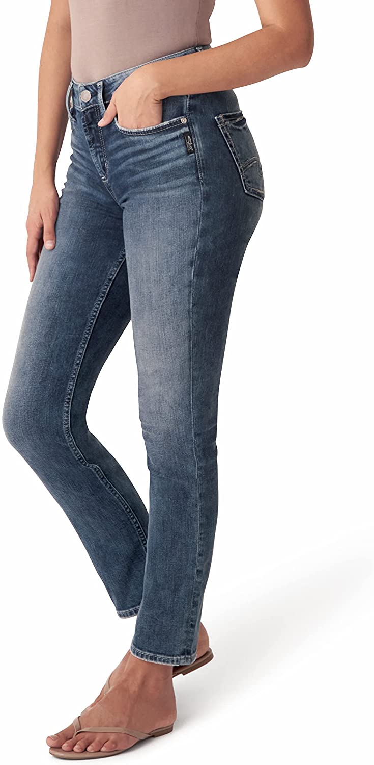 Women's Avery High Rise Straight Leg Jeans Silver Jeans Co