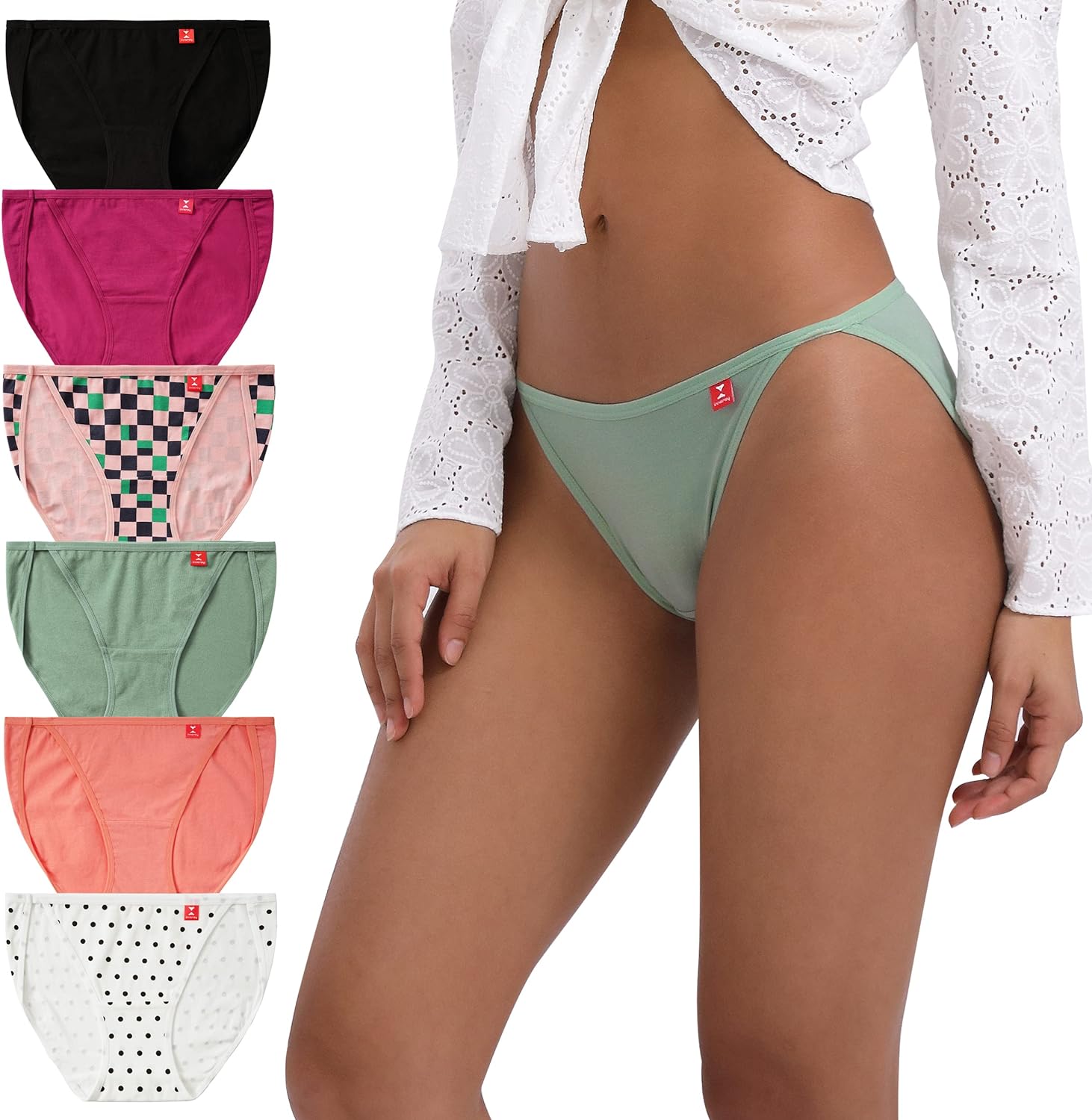 INNERSY Women's High Cut String Bikini Panties Stretchy Sexy Cotton Underwear  6