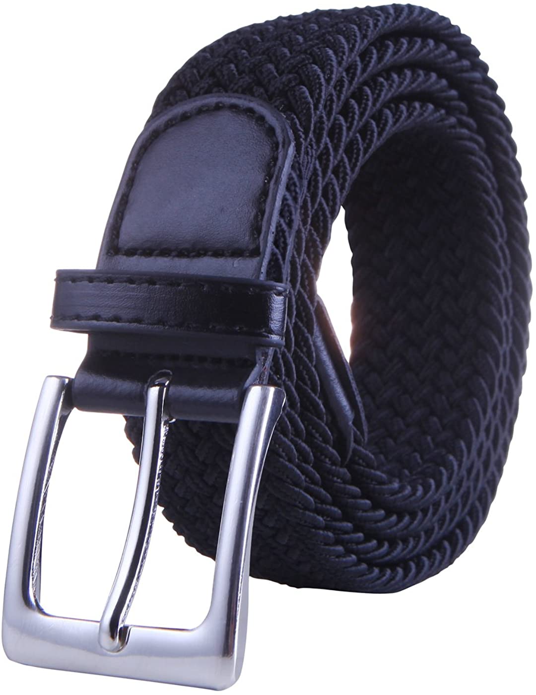 HDE Mens Canvas Stretch Belt Elastic Fabric Woven Braided Belts Metal ...