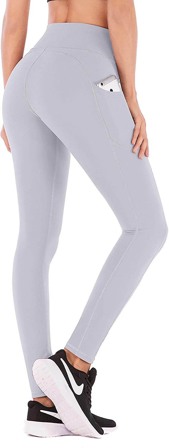 IUGA High Waist Yoga Pants Tummy Control Leggings With Pockets - Dark Gray  / XS