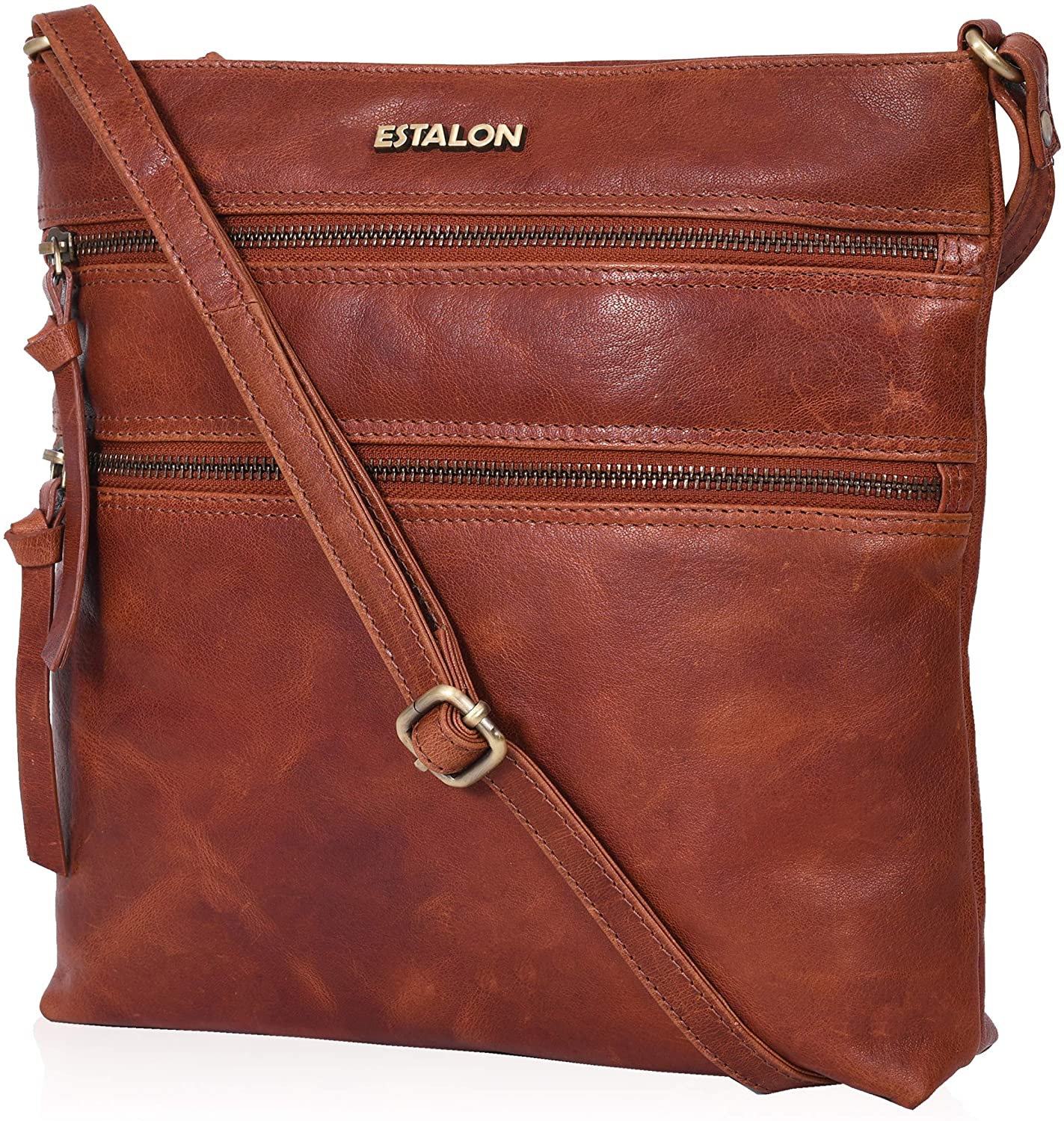 Estalon Leather Crossbody Purse for Women- Small Crossover Long Over The Shoulder Sling Womens Purses and Handbags