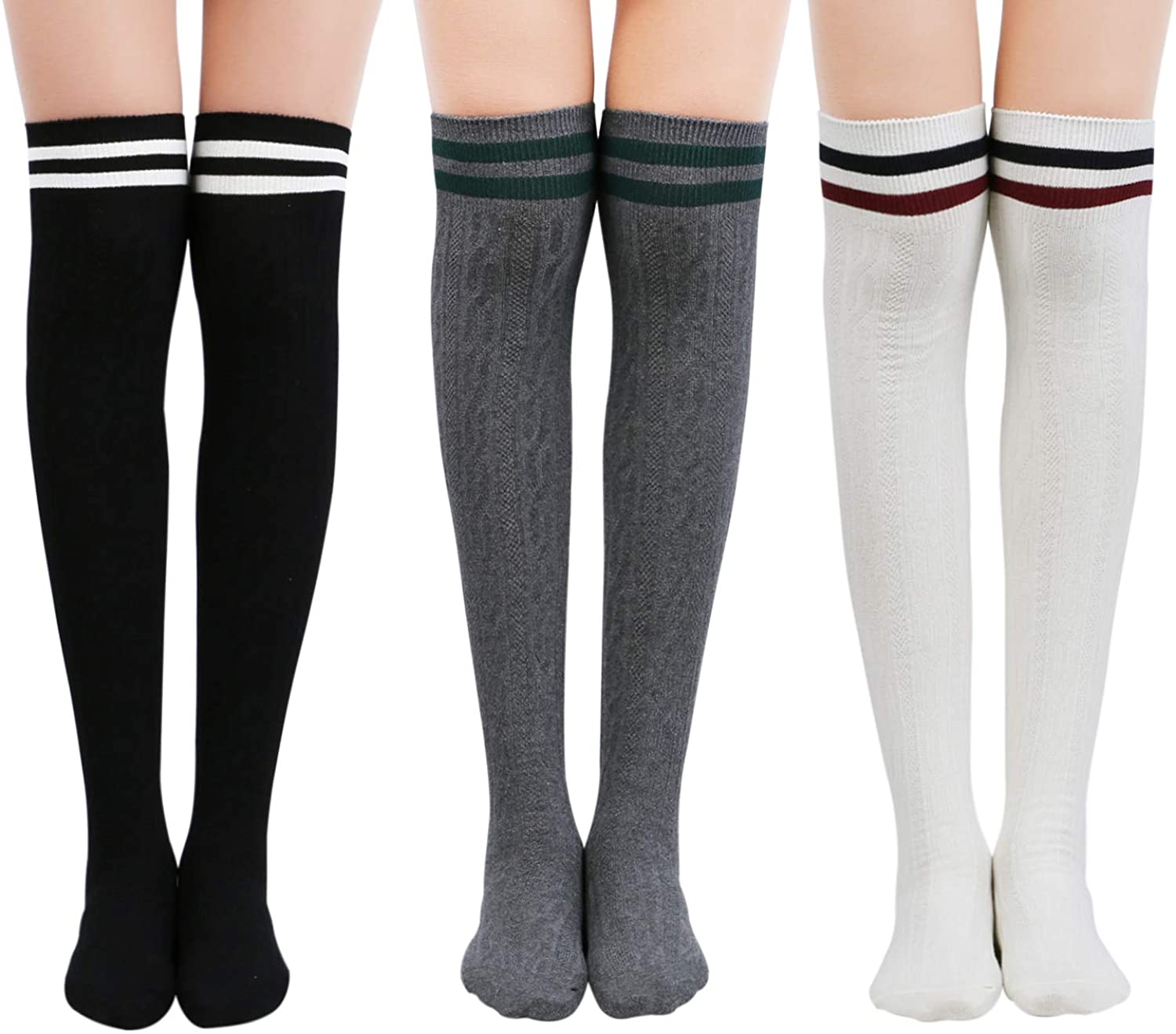 Chalier Womens Long Socks Striped Thigh High Socks Cotton Over the Knee  Socks Boot Stockings Leg Warmers : : Clothing, Shoes & Accessories