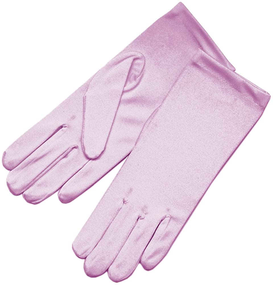 ZaZa Bridal Girls Fancy Stretch Satin Dress Gloves Wrist Length 2BL-13-16 yrs/Lilac 