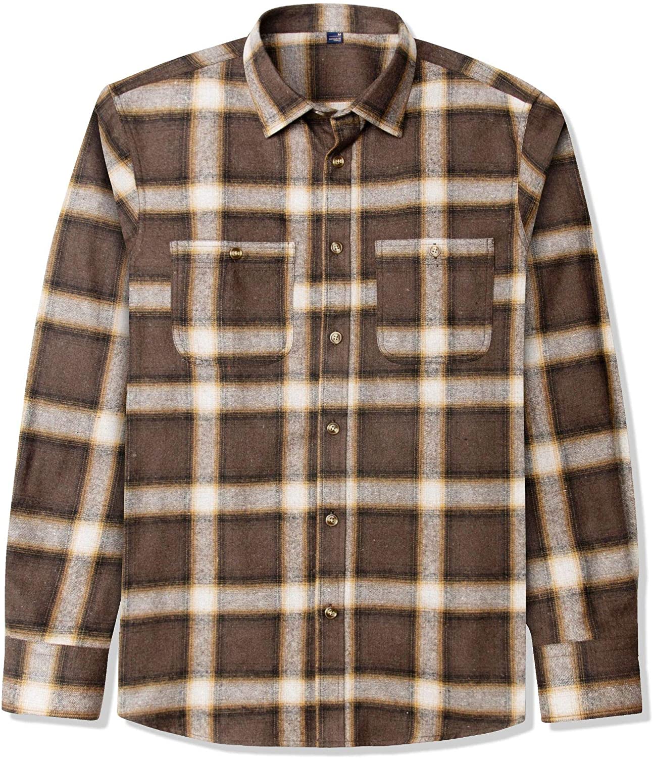 J.VER Men's Flannel Plaid Shirts Long Sleeve Regular Fit Button Down Casual  Cott