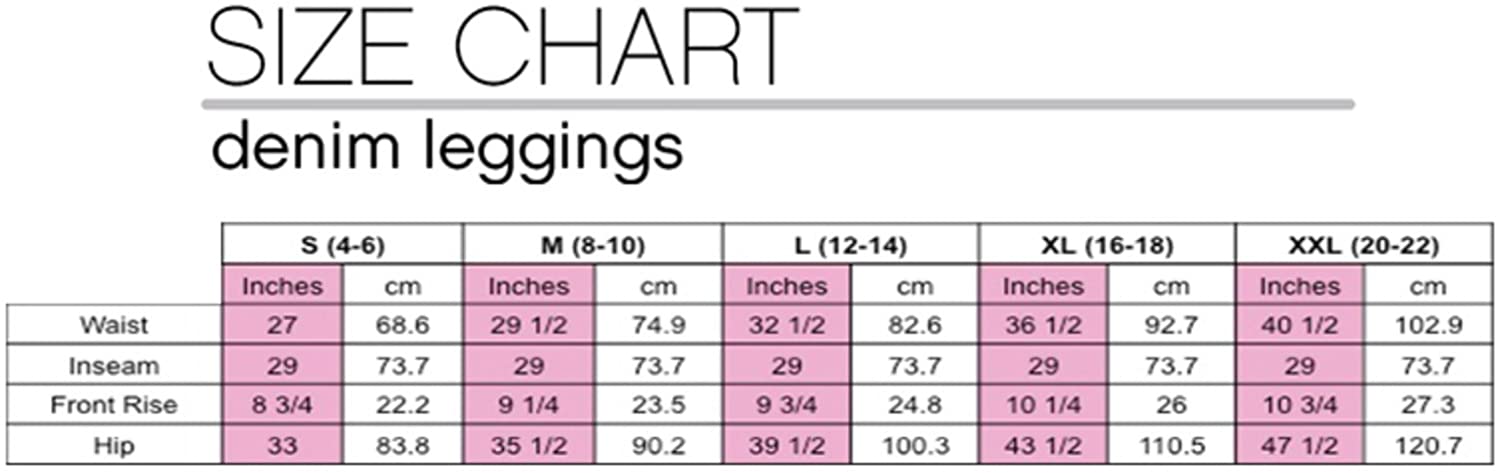 No Nonsense Leggings Size Chart