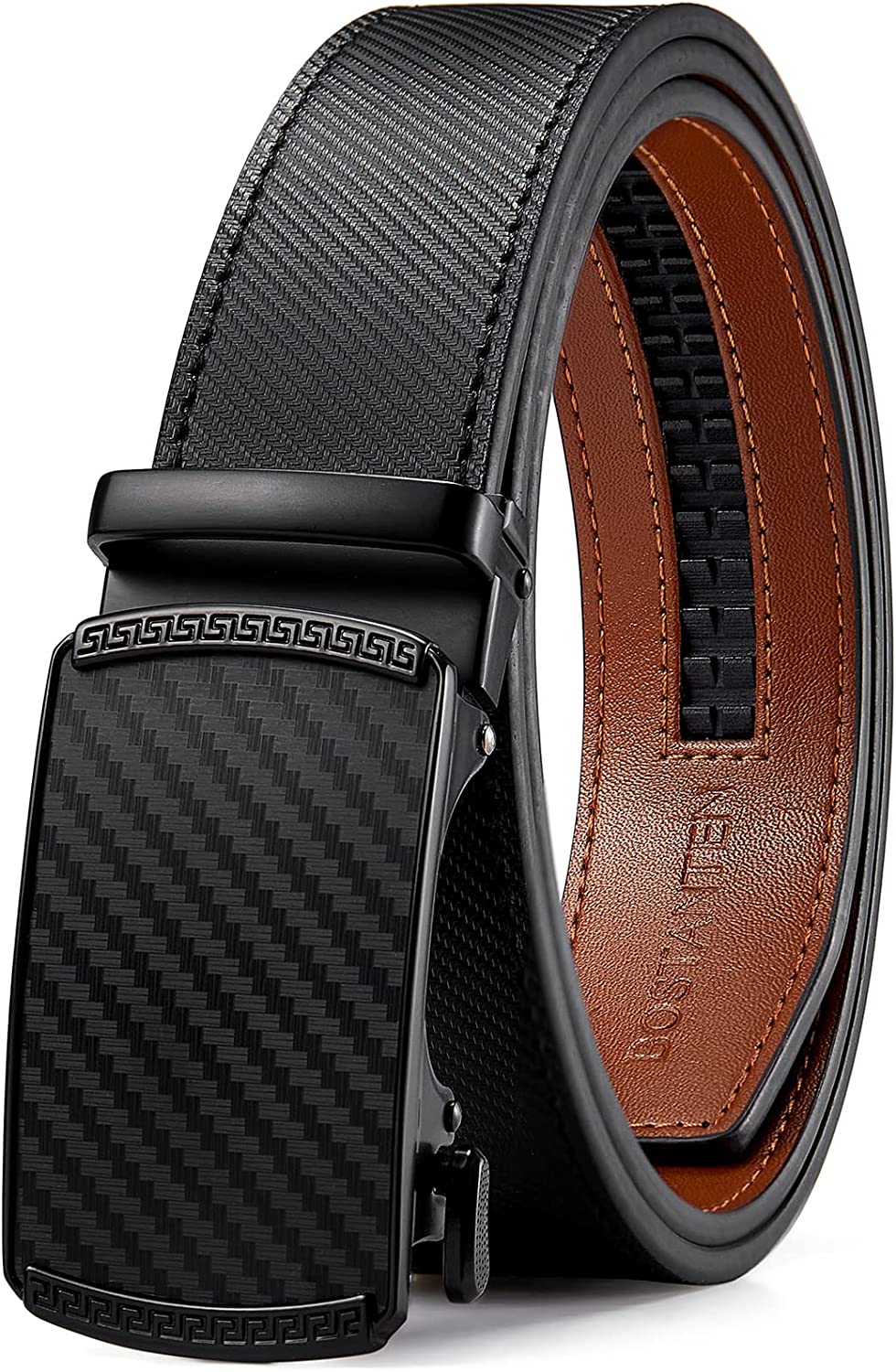 BOSTANTEN Men's Leather Ratchet Dress Belt with Automatic Sliding Buckle :  : Clothing, Shoes & Accessories