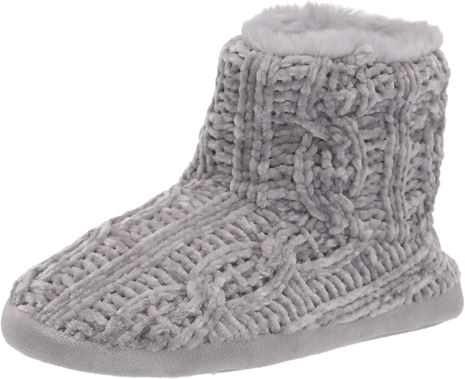 women's leah marled chenille knit bootie slipper