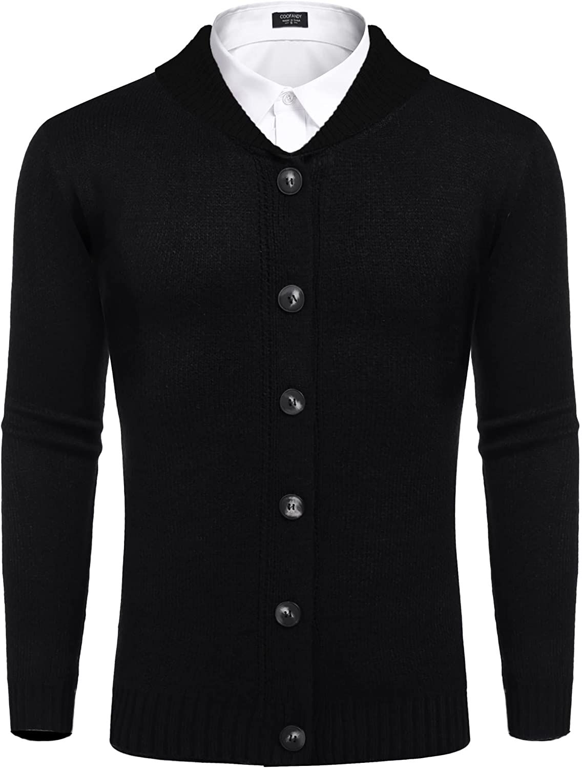 COOFANDY Mens Christmas Cardigan Sweater Shawl Collar Knitted Xmas Cardigans Button Up Knitwear 