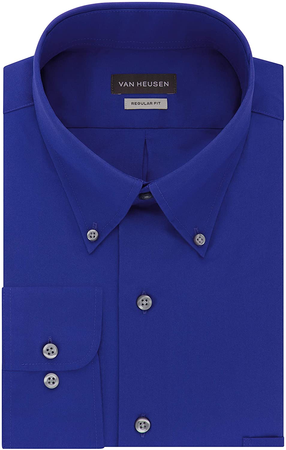 Van Heusen Men's Dress Shirts Regular Fit Silky Poplin Solid | eBay