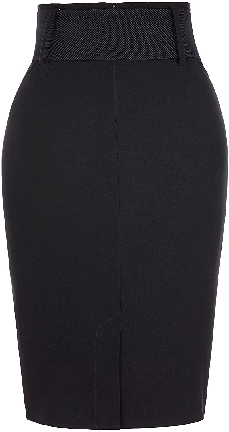 Women's Stretchy Pencil Skirt Side Pleated Business Skirts with Belt  KK271(28 Co | eBay