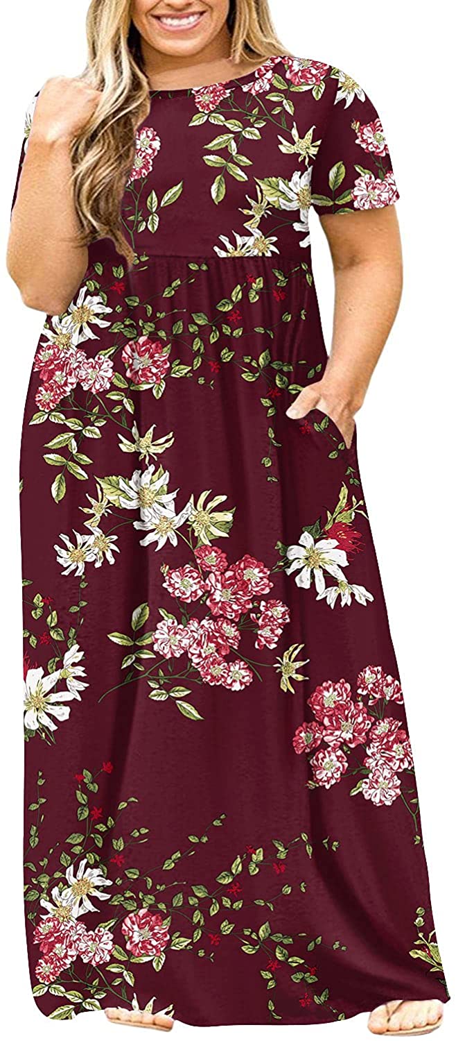 Bishuige Women Summer L 6x Plus Size Maxi Dress Long Dresses With