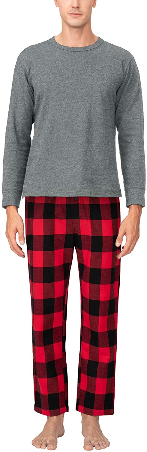 LAPASA Mens 100% Cotton Woven Plaid Pajama Lounge Sleep Pants PJ
