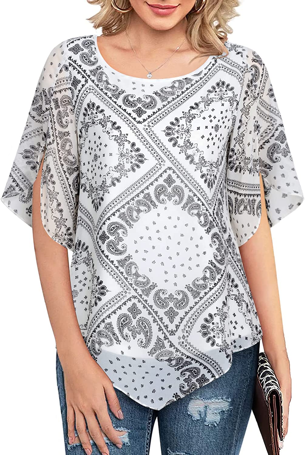 Lotusmile Women's Loose Half Split Sleeve India