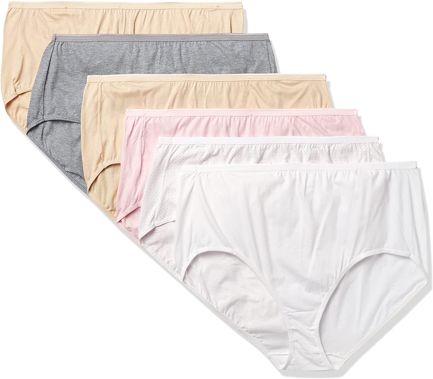 Just My Size Women's Plus Size Cool Comfort Cotton Brief 10-Pack, Assorted,  12