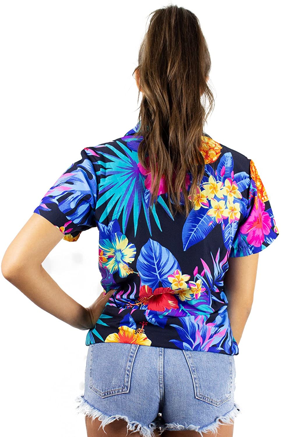 King Kameha Funky Hawaiian Shirt Blouse Women Shortsleeve Frontpocket ...