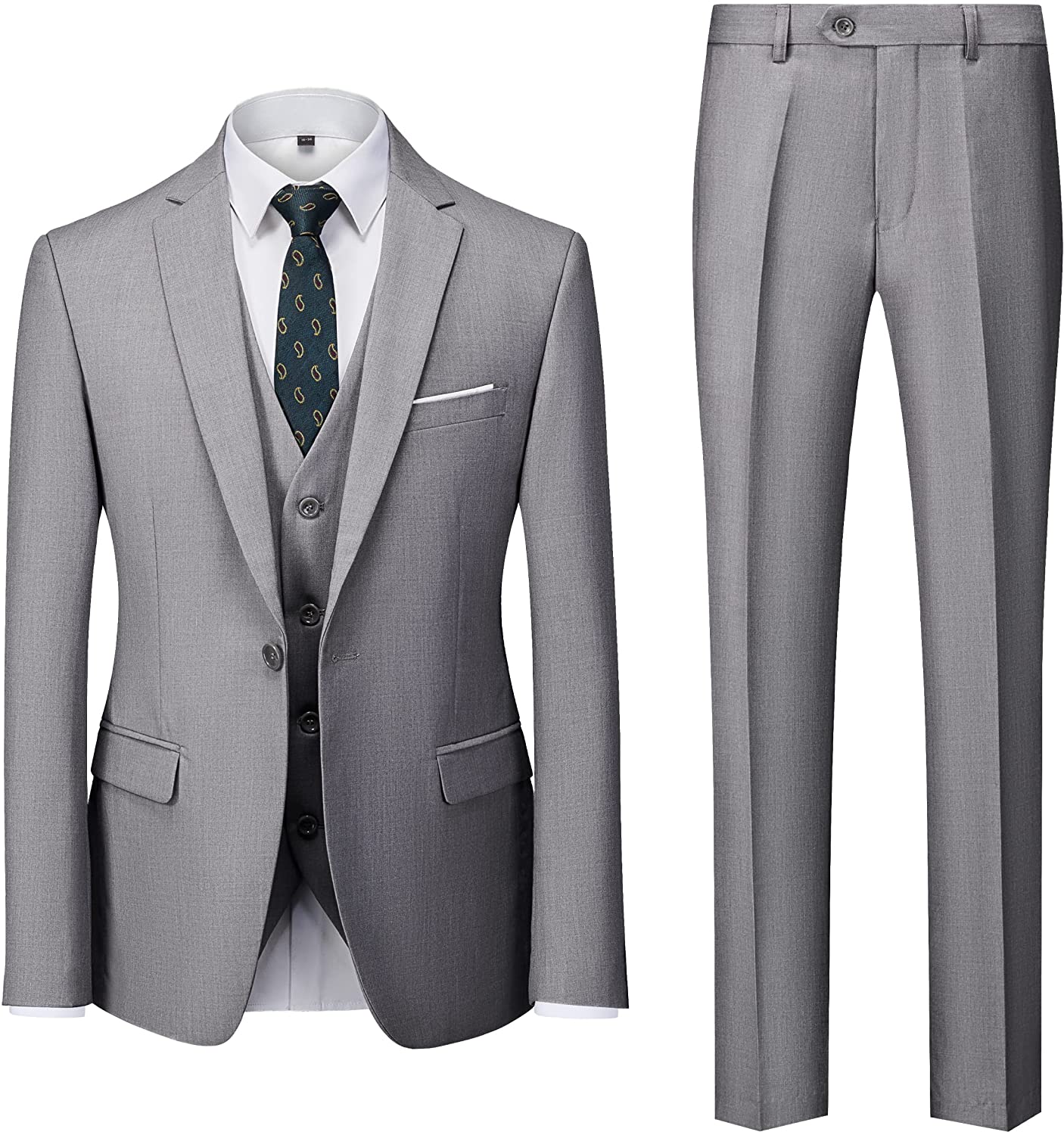 UNINUKOO Men Suits Slim Fit 3 Piece 1 Button Wedding Formal Business Tuxedo  Suit Jacket Pants Vest Set US Size XS Beige at  Men's Clothing store