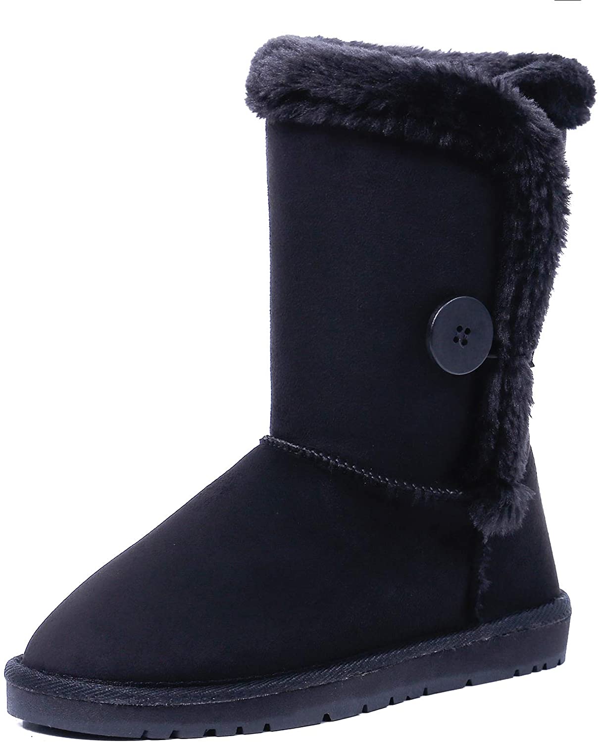 WFL Women's Snow Boots Mid Calf Fur Lining Winter Classic Boots