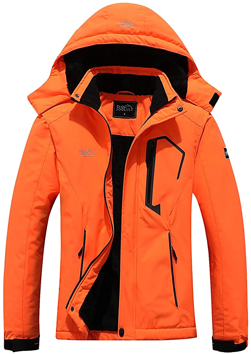 Pooluly Mens Ski Jacket Warm Winter Waterproof Windbreaker Hooded Raincoat Snowboarding Jackets