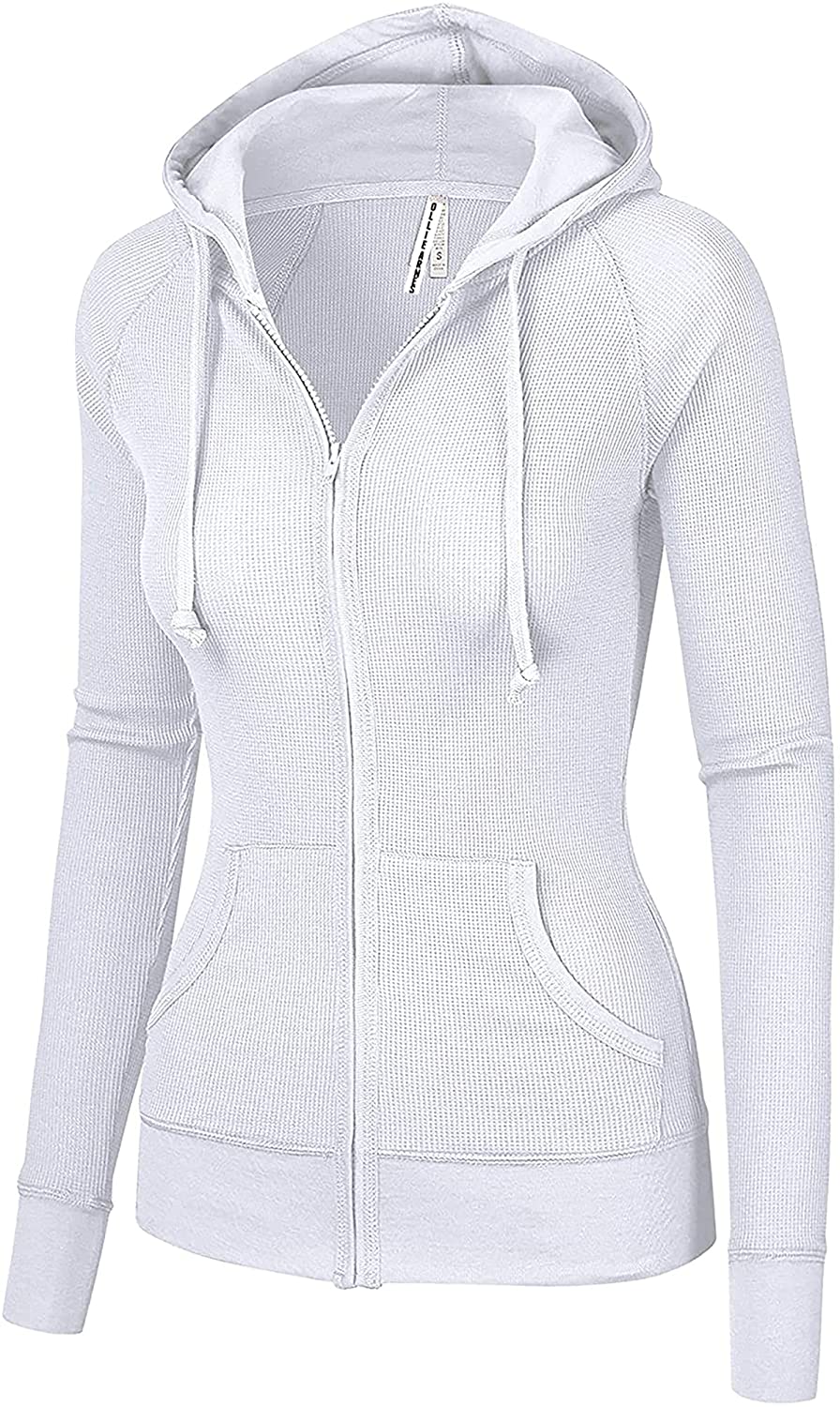 thumbnail 32  - OLLIE ARNES Women&#039;s Thermal Long Hoodie Zip Up Jacket Sweater Tops