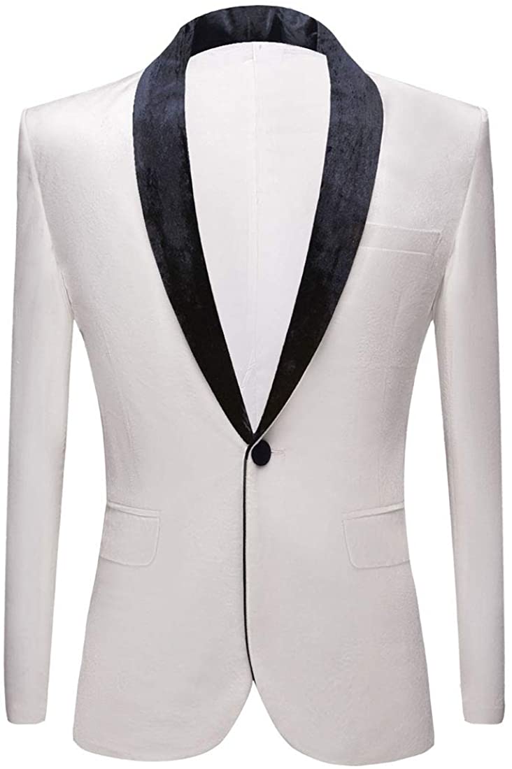 PYJTRL Mens Fashion Velvet Suit Jacket Slim Fit Blazers 