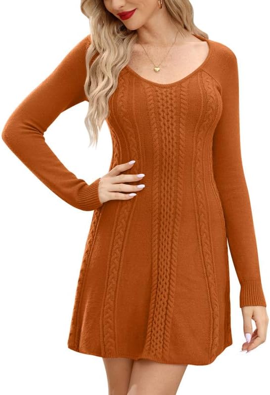 Maisolly Women's Knitted Crewneck Fit and Flare Sweater Dress, Beige#2,  Small : : Clothing, Shoes & Accessories