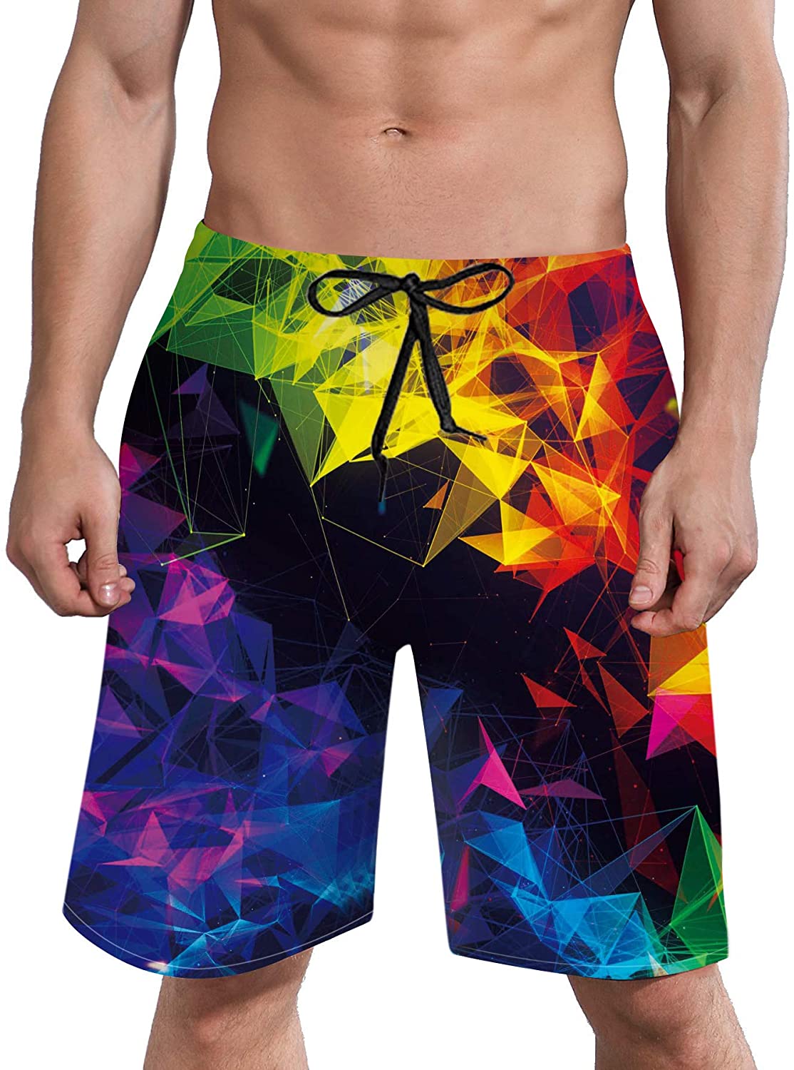 ALISISTER Mens Boy Swim Trunks 3D Print Quick Dry Summer Surf Beach Board Shorts with Mesh Lining 