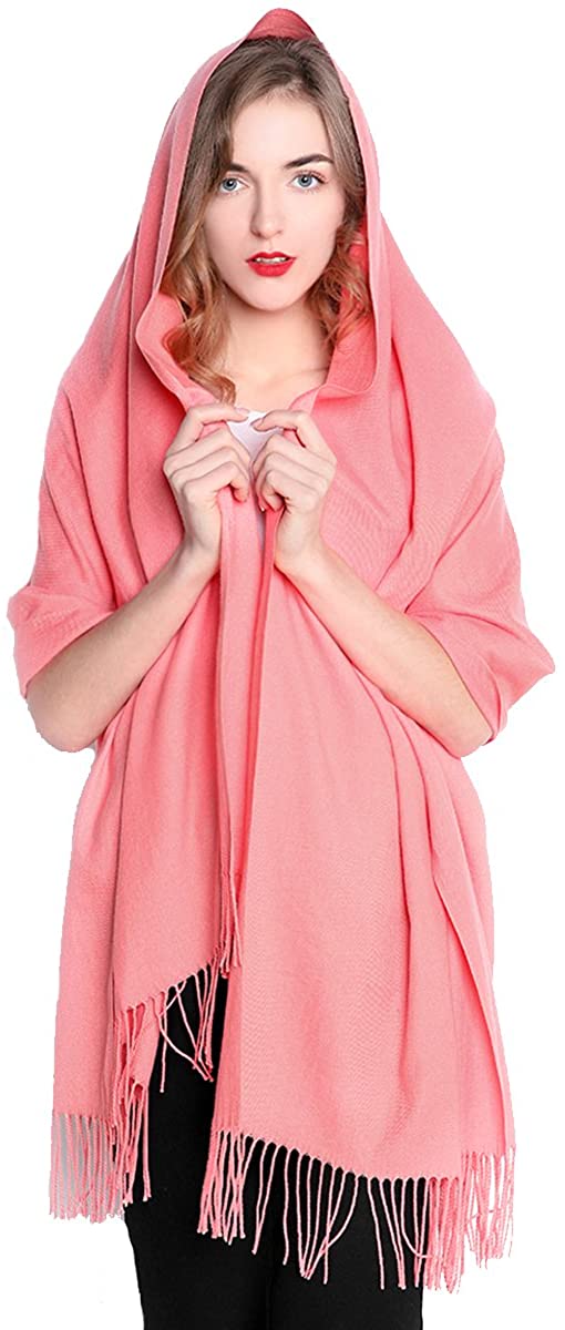 1pc Peach Pink Wool Women's Winter Scarf Silky Soft Pashmina Feel Shawls  And Wraps For Wedding And Gift Evening Dresses Travel Office Large Pure  Color Tassel Scarves