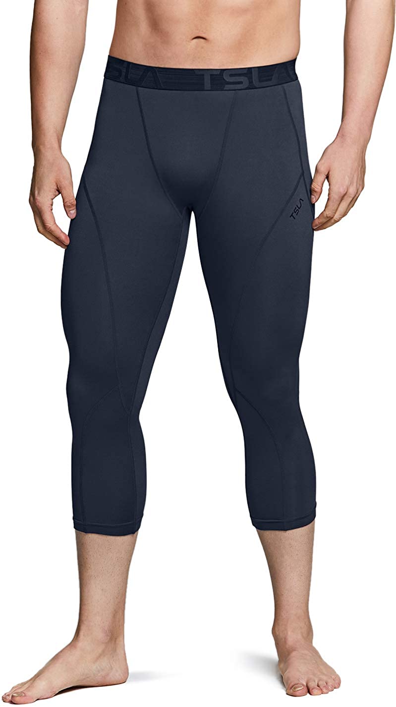 TSLA 1 or 2 Pack Men's Thermal Compression Pants, Athletic Sports Leggings  & Running Tights, Wintergear