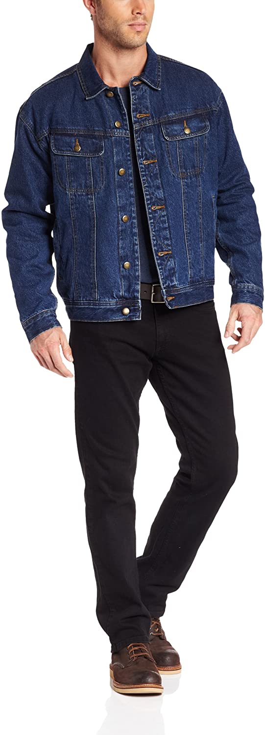 Wrangler mens Rugged Wear Flannel Lined Denim Jacket | eBay