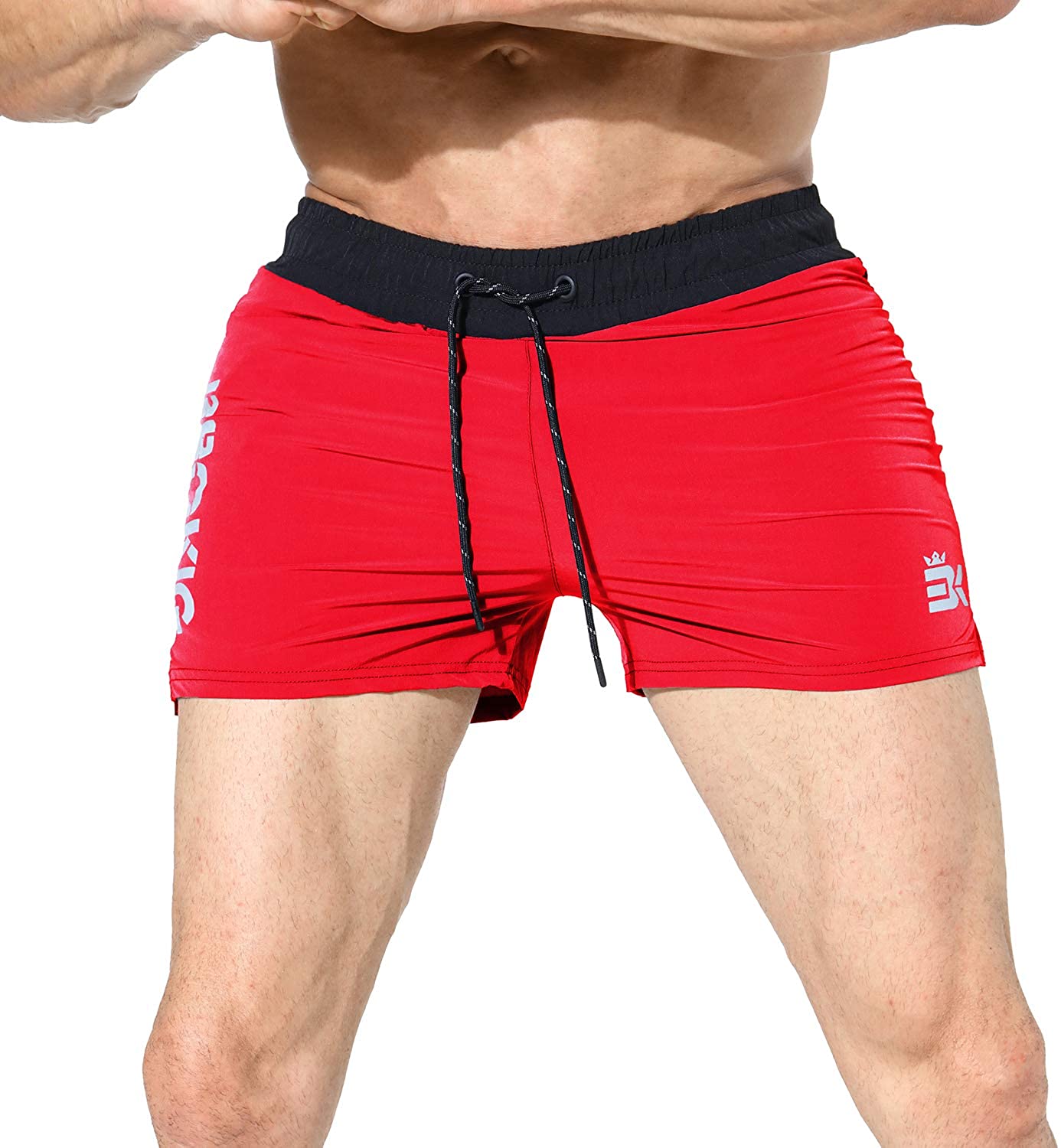 BROKIG Mens 5 Bodybuilding Gym Shorts,Workout Running Lightweight Shorts with Zip-Pockets 