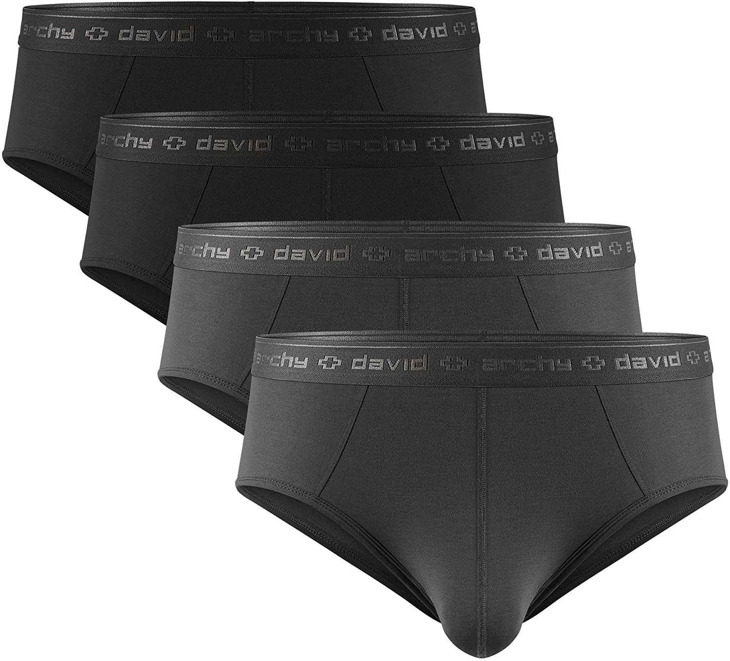 DAVID ARCHY Men's 4 Pack Micro Modal Separate Pouch Briefs with