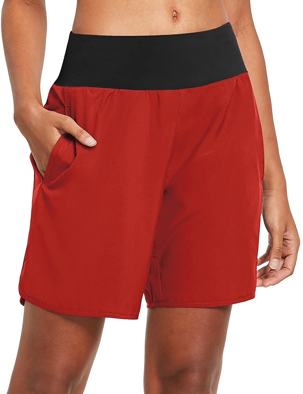 BALEAF Women's 7 Long Running Shorts Quick Dry Athletic Workout Shorts  with Zipper Pockets Unlined : : Clothing, Shoes & Accessories