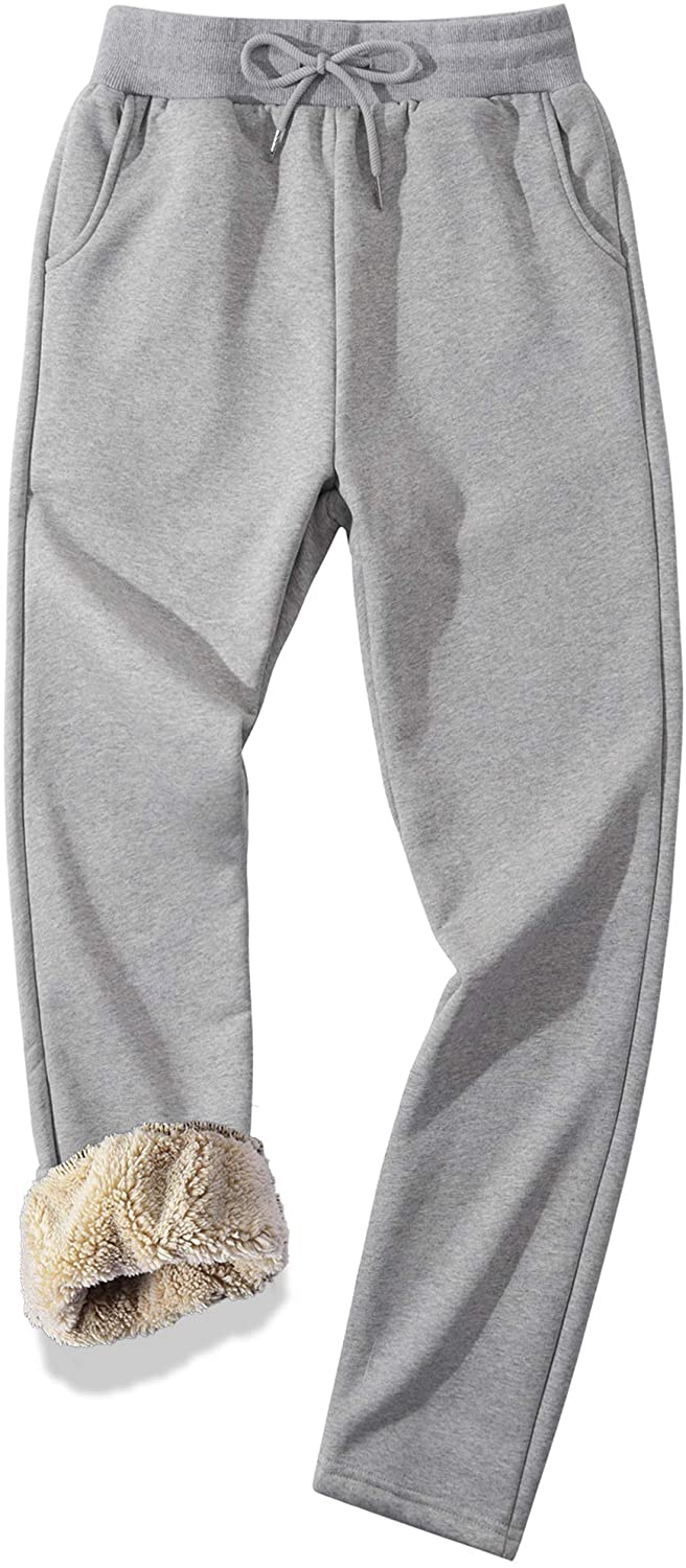 MACHLAB Men's Thermal Fleece Jogger Pants Sherpa Lined Sweatpants Winter Warm Thick Track Pants 