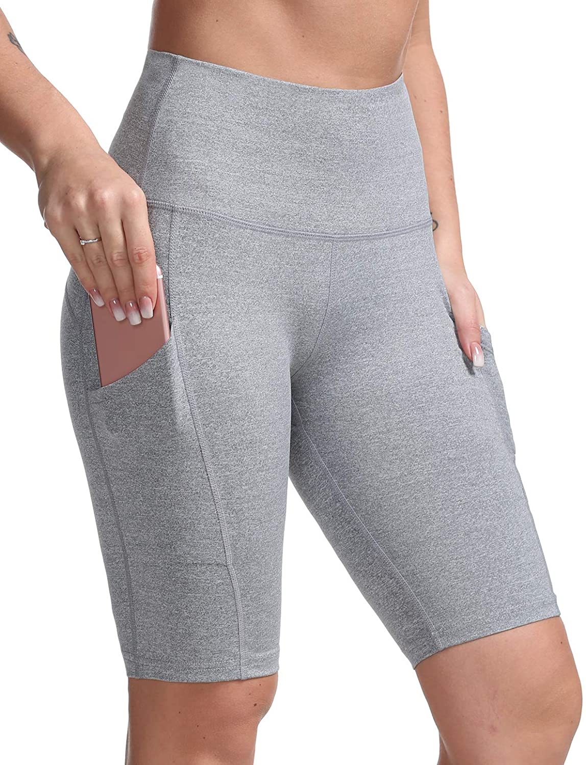 DILANNI Biker Shorts for Women High Waist Workout Yoga Shorts with Side Pockets 8'' 