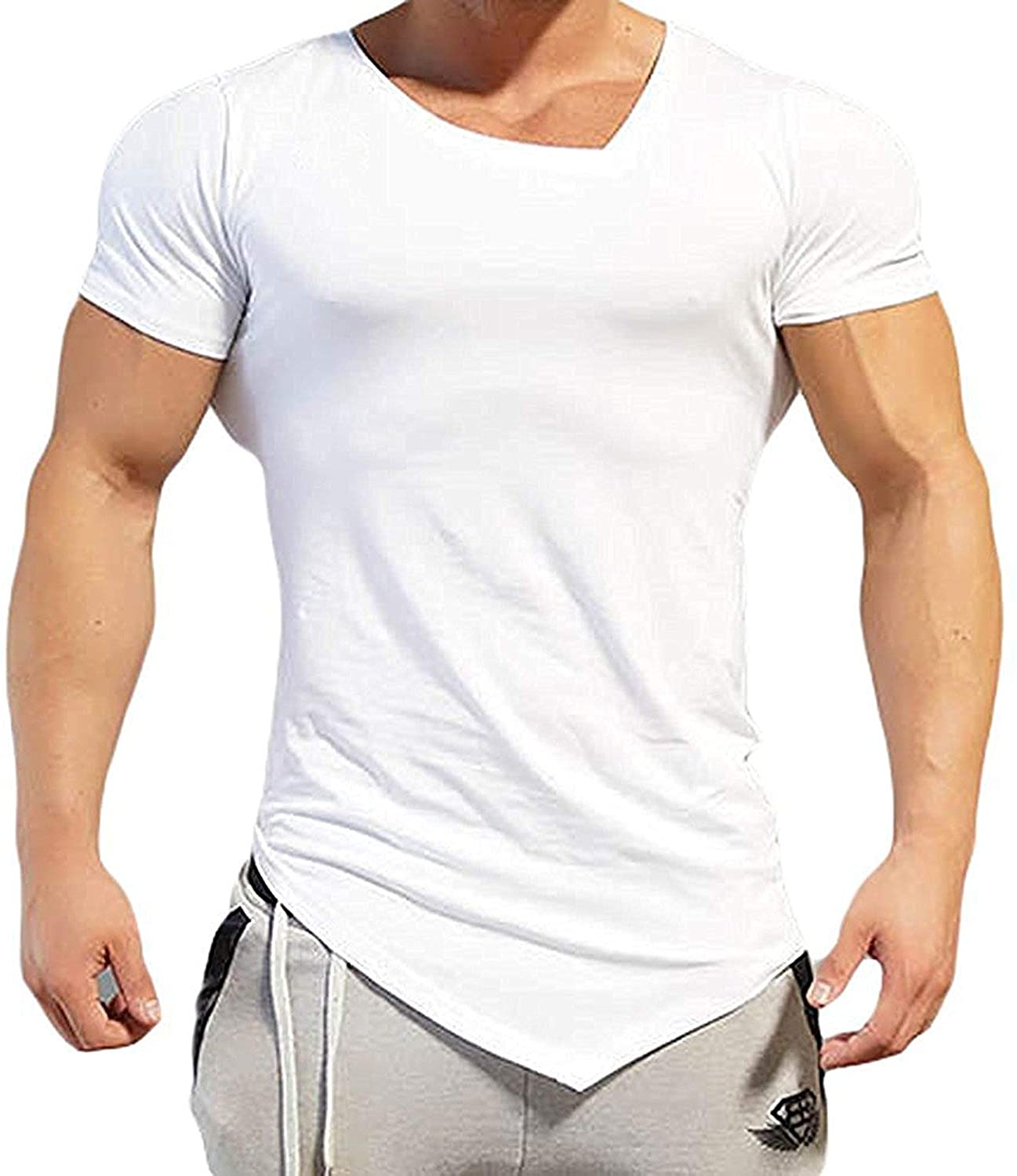 COOFANDY Mens Gym Workout T Shirt Short Sleeve Muscle Cut Bodybuilding Training Fitness Tee Tops