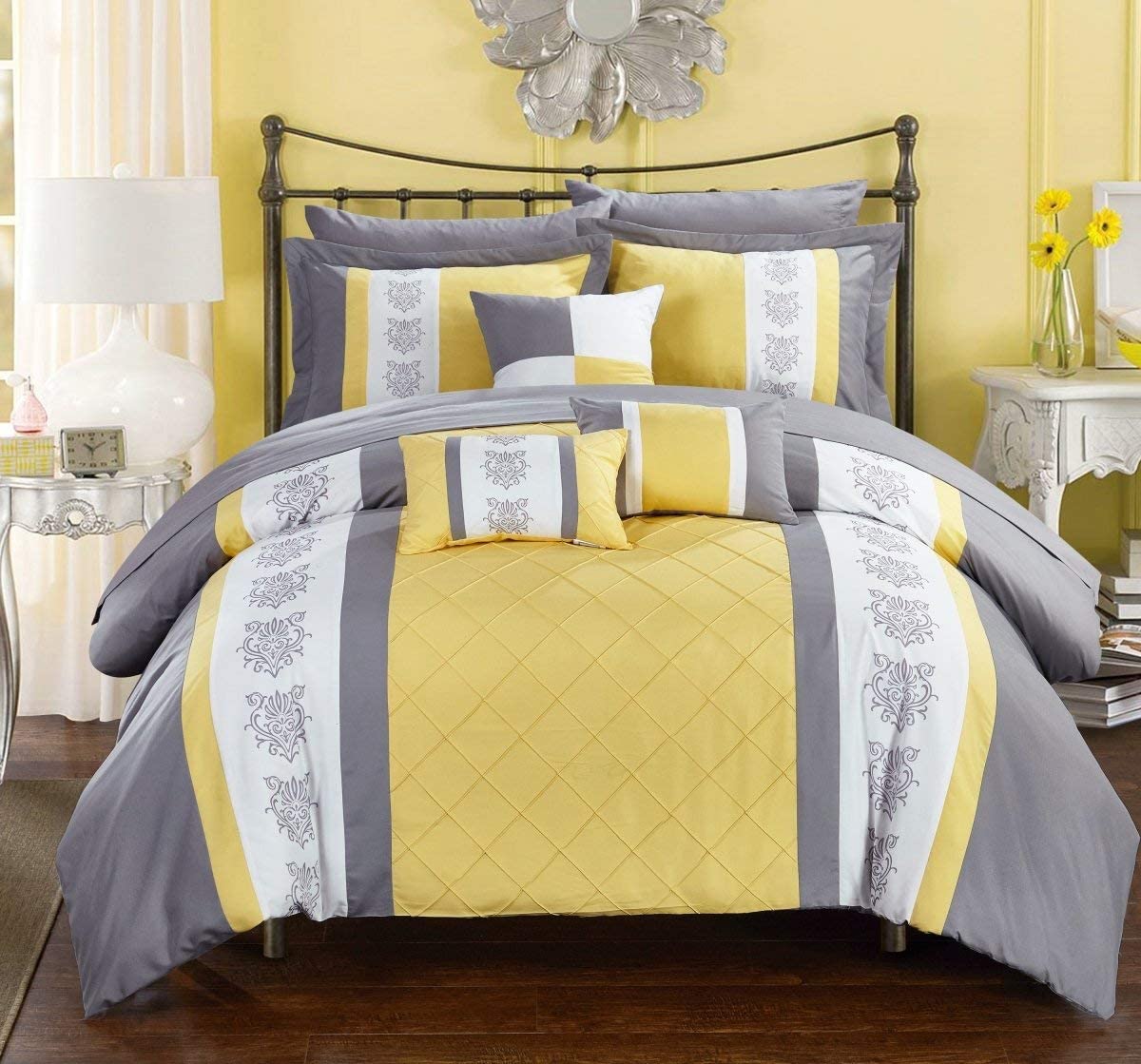 Chic Home Clayton 10 Piece Comforter Set, Queen, Yellow