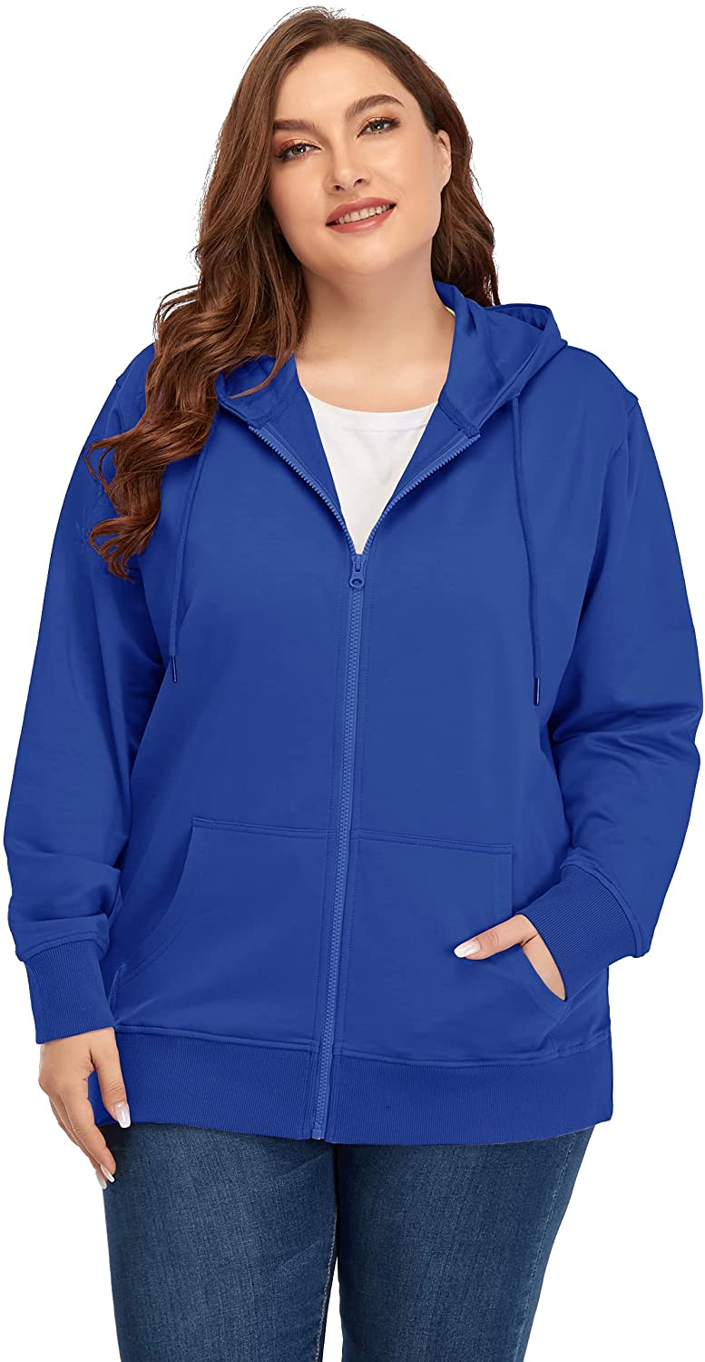 ZERDOCEAN Womens Plus Size Full Zip-Up Hoodie Jacket Cotton Sweatshirt 