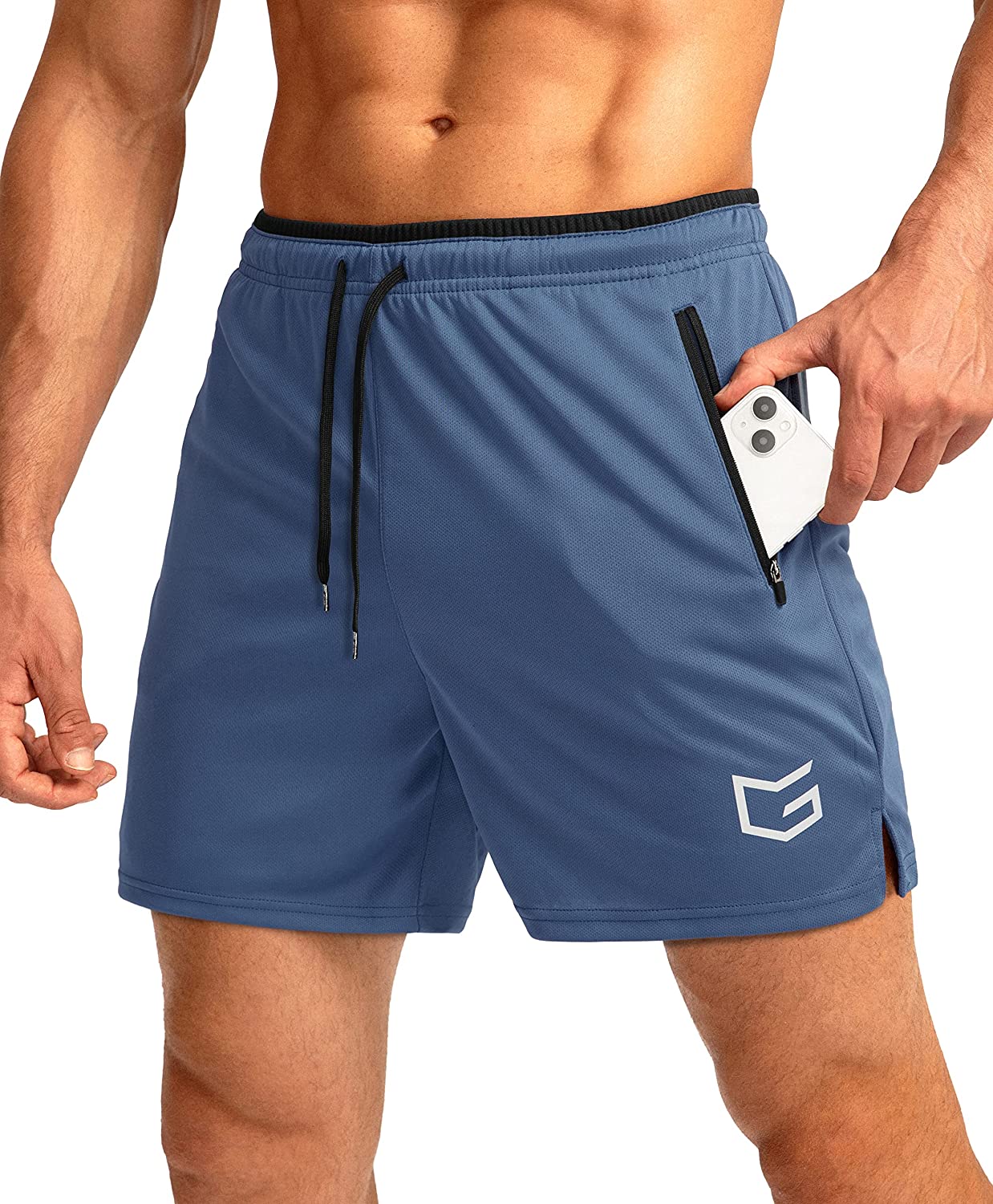 G Gradual Men's 7 Workout Running Shorts Quick Dry Lightweight Gym Shorts with Zip Pockets 