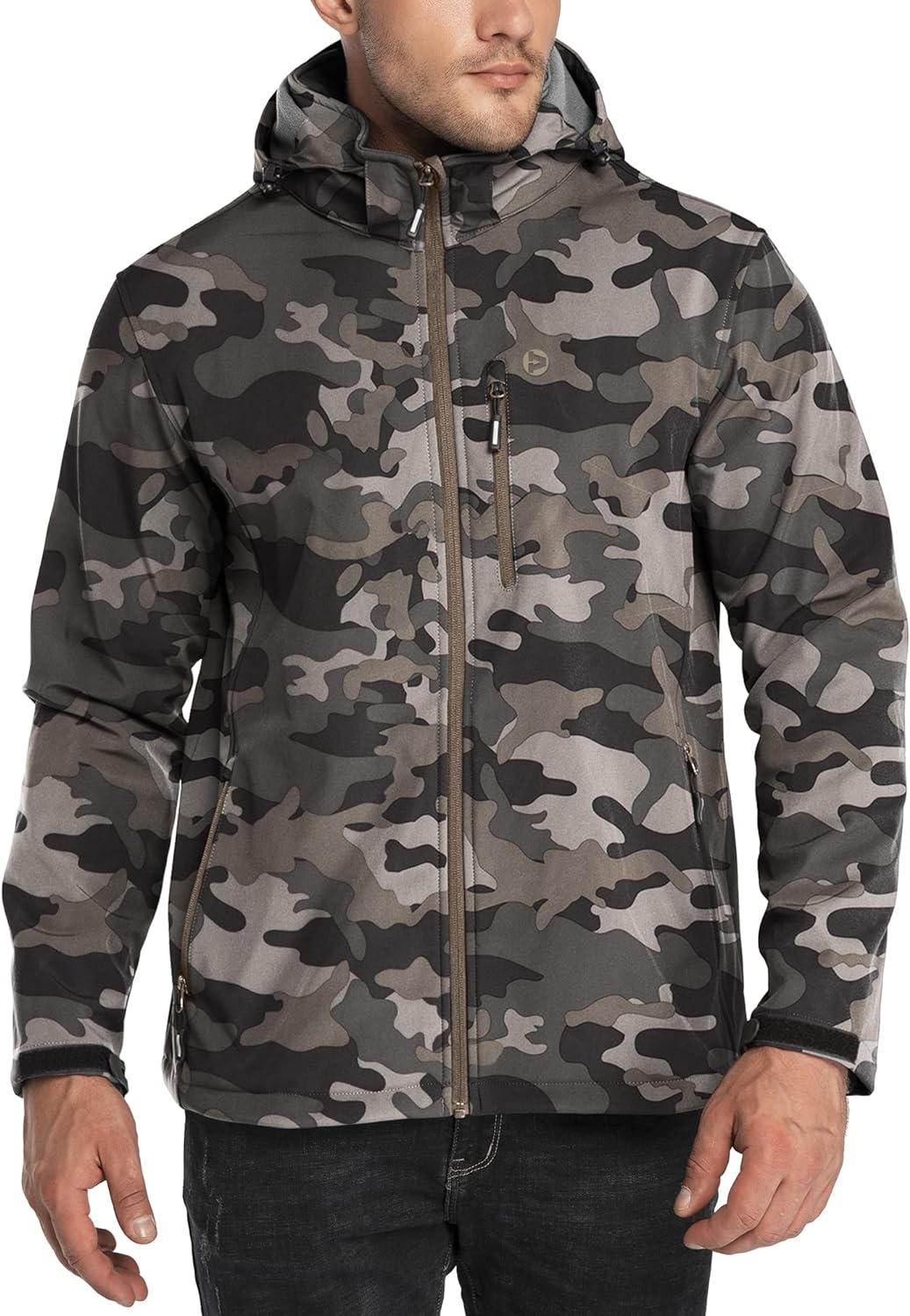 Outdoor Ventures Men's Lightweight Softshell Jacket Fleece Lined Hooded  Water Resistant Winter Hiking Windbreaker Jackets